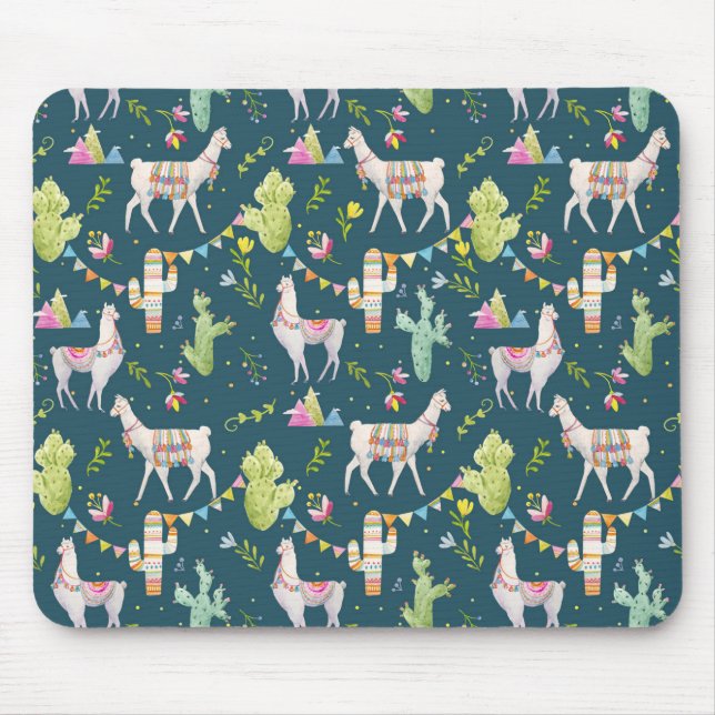 Tapis De Souris Motif de drapeau de lama d'aquarelle (Devant)