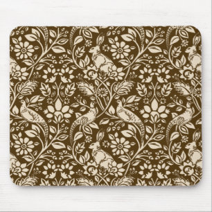Tapis De Souris Motif de faisan et lièvre, Brown et beige
