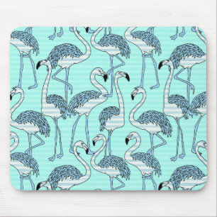 Tapis De Souris Motif de Flamants roses Turquoise rayé