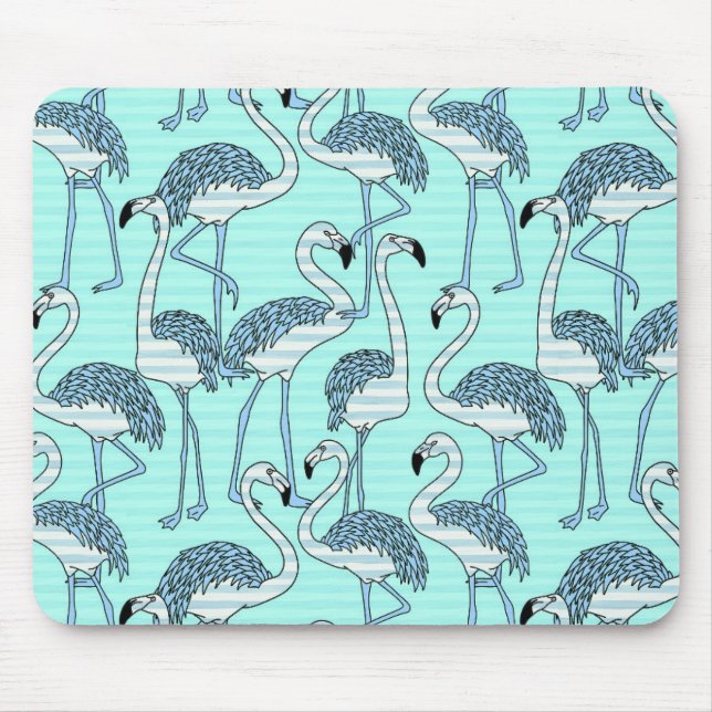 Tapis De Souris Motif de Flamants roses Turquoise rayé (Devant)