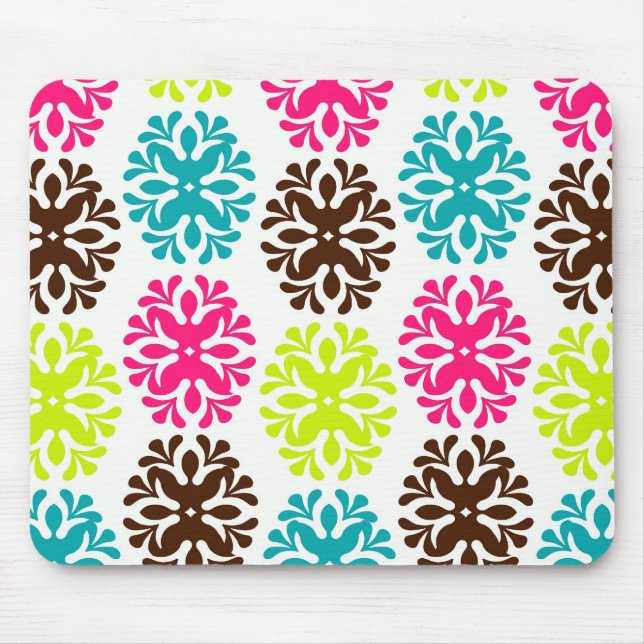 Tapis De Souris Motif de fleur mignon girly floral de damassé (Devant)