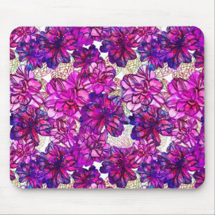 Tapis De Souris Motif De Fleurs Abstraites Roses Et Violettes