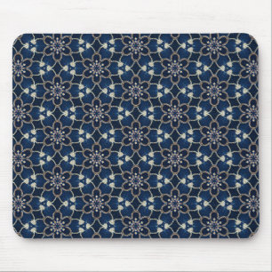 Tapis De Souris Motif de fleurs bleu minuit