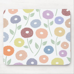 Tapis De Souris Motif de fleurs floues Lg Pastels sur fond blanc