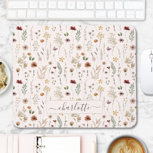Tapis De Souris Motif de fleurs sauvages florales jolies aquarelle