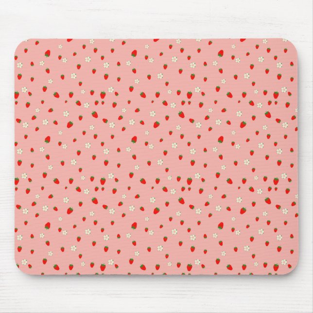 Tapis De Souris Motif de fraises et de fleurs (Devant)