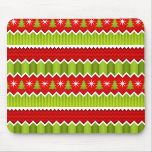 Tapis De Souris Motif De Frappes Chevron Rouge Et Vert Noël