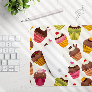 Tapis De Souris Motif de gâteau, Motif de muffin, Chocolat, Coeurs