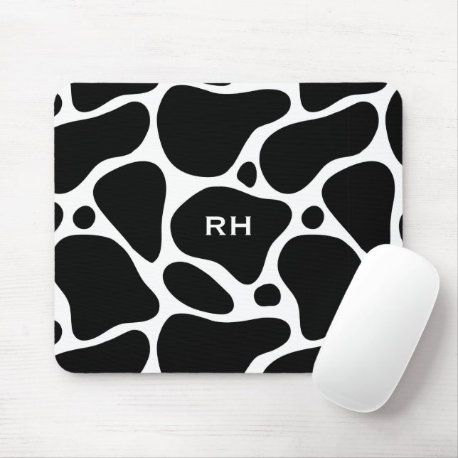 Tapis De Souris Motif de girafe abstraite noir et blanc (Avec souris)