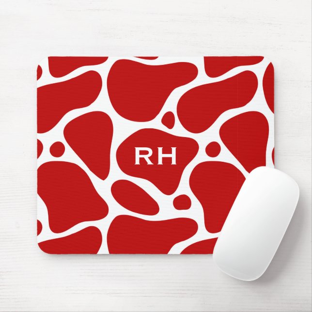 Tapis De Souris Motif de girafe abstraite rouge et blanche (Avec souris)