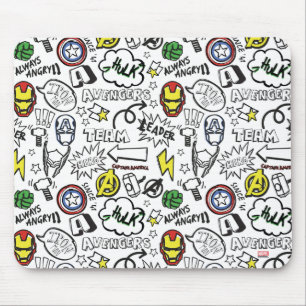 Tapis De Souris Motif de gribouillage de symboles des Avengers