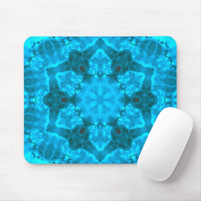 Tapis De Souris Motif de kaléidoscope bleu glace givrée (Avec souris)
