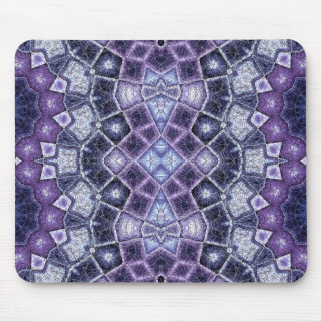 Tapis De Souris Motif de kaléidoscope géométrique violet et bleu (Devant)