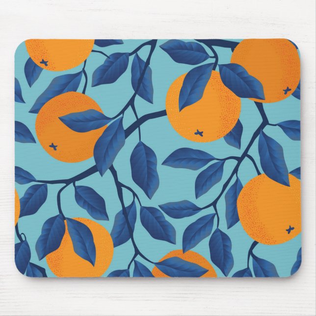 Tapis De Souris Motif de la branche orange bleue (Devant)