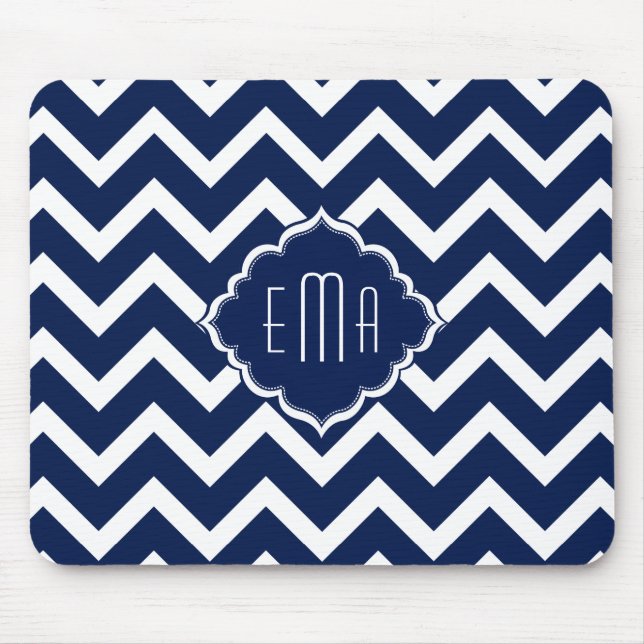 Tapis De Souris Motif de la marine bleu et blanc Chevron Zigzag (Devant)