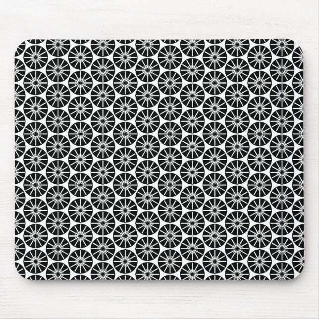 Tapis De Souris Motif de la roue étoile - Noir sur Blanc (Devant)