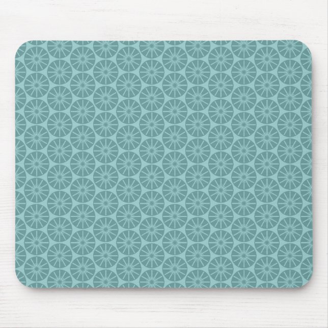 Tapis De Souris Motif de la roue étoile - Tons de bleu vert (Devant)