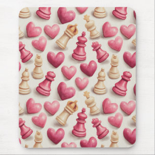 Tapis De Souris Motif de la Saint-Valentin Échecs & Cœurs