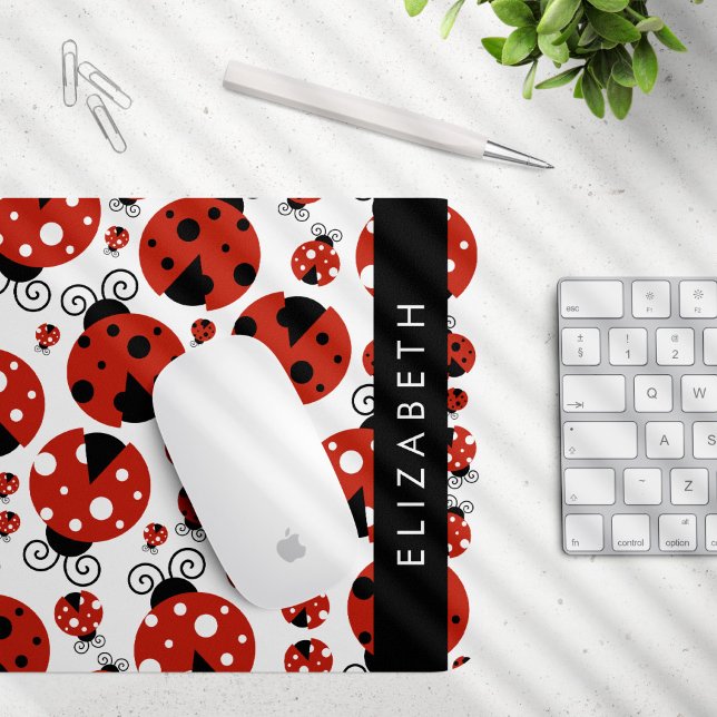 Tapis De Souris Motif De Ladybugs, Red Ladybugs, Votre Nom (Créateur téléchargé)
