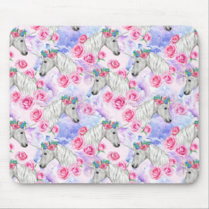 Tapis De Souris Motif de licornes et de roses