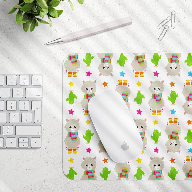 Tapis De Souris Motif De Llamas, Cute Llamas, Alpacas, Cactus (Créateur téléchargé)