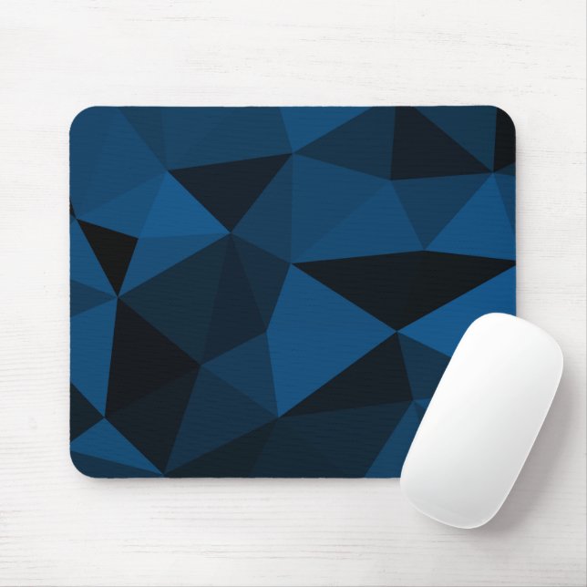 Tapis De Souris Motif de maillage géométrique bleu foncé et noir (Avec souris)