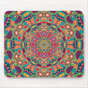 Tapis De Souris Motif de mandala de kaléidoscope orné coloré