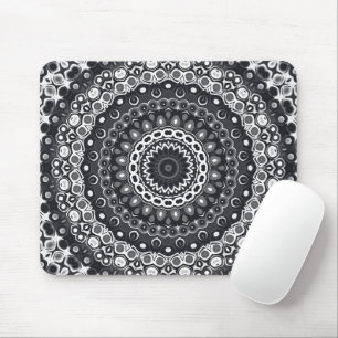 Tapis De Souris Motif de mandala monochrome noir et blanc