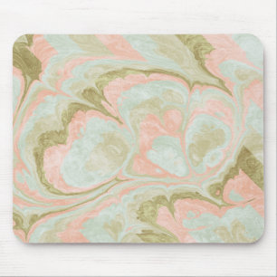 Tapis De Souris Motif de marbre doux en spirale Menthe, Corail et 