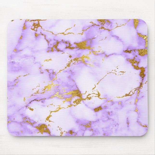 Tapis De Souris Motif de marbre métallique de lavande de Faux (Devant)
