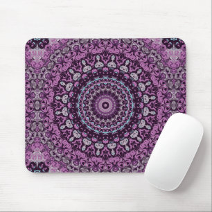 Tapis De Souris Motif de médaillon kaléidoscopique violet et rose