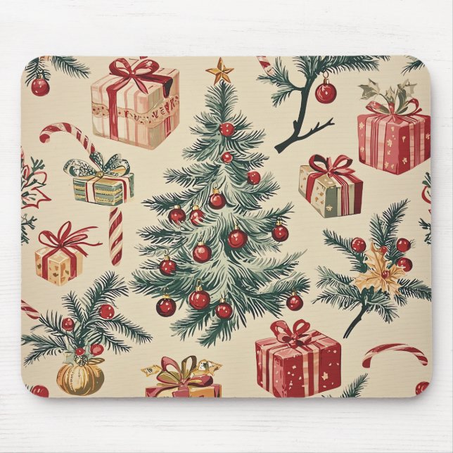Tapis De Souris Motif de Noël floral Poinsettia (2) (Devant)