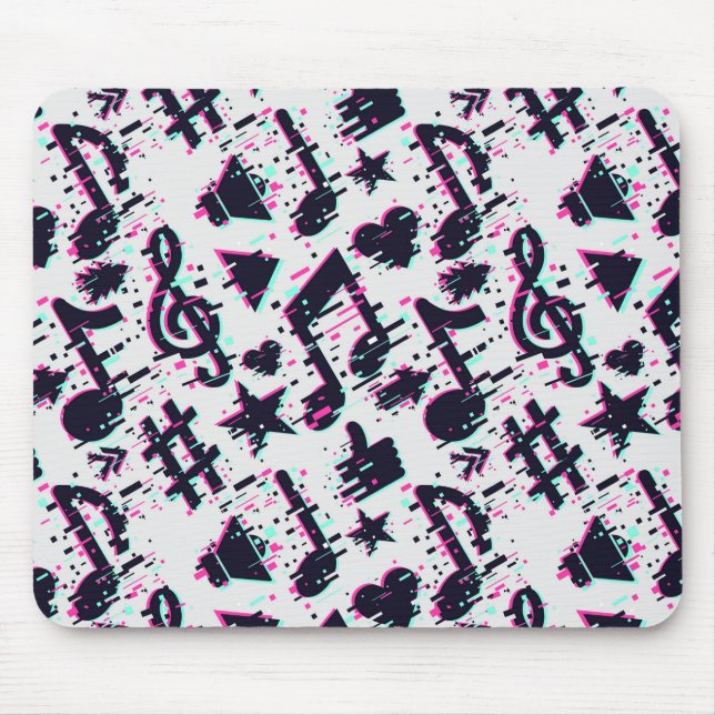 Tapis De Souris Motif de notes musicales et de coeurs déformés (Devant)