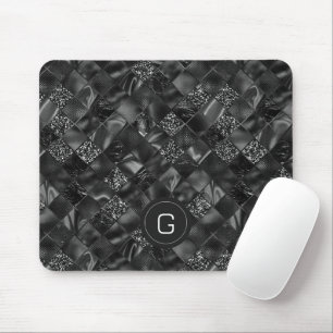 Tapis De Souris Motif de Parties scintillant moderne Monogramme Bl