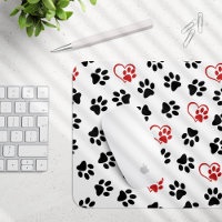 Motif de pattes, pattes noires, pattes rouges, cœu