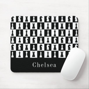 Tapis De Souris Motif de pièces d'échecs noir et blanc