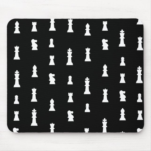 Tapis De Souris Motif de pièces d'échecs - noir et blanc (Devant)