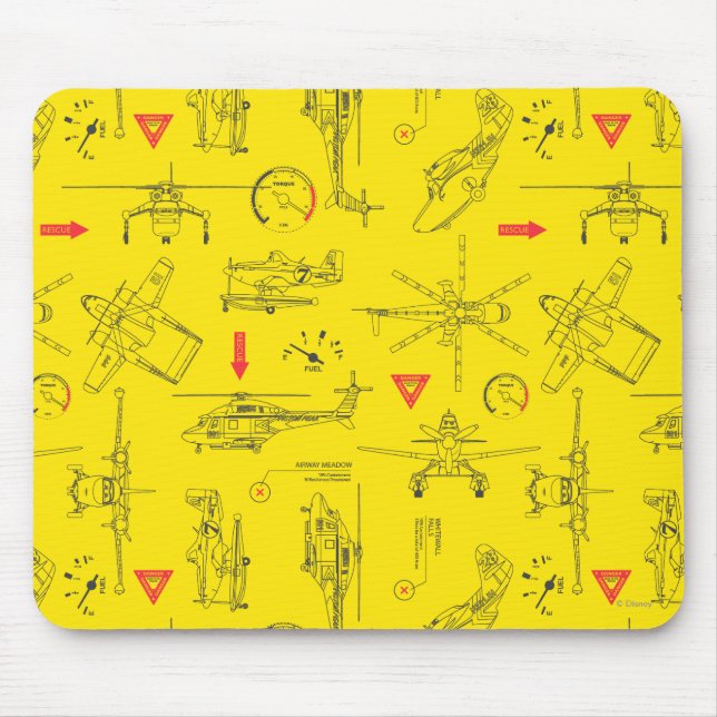 Tapis De Souris Motif de plans jaunes (Devant)