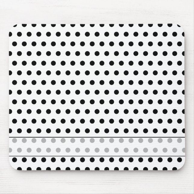 Tapis De Souris Motif de point noir et blanc de polka. Tacheté (Devant)