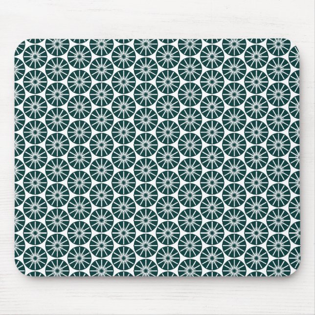 Tapis De Souris Motif de roue étoile - Vert foncé sur blanc (Devant)