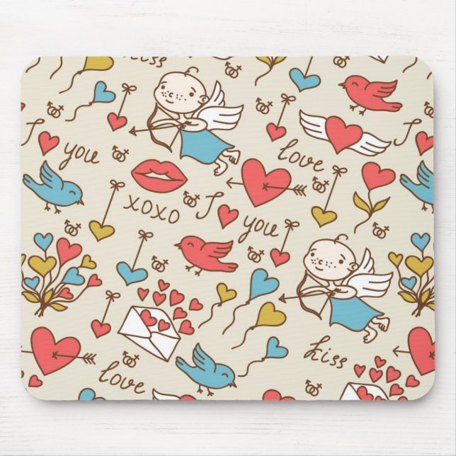 Tapis De Souris Motif de Saint-Valentin avec le cupidon (Devant)