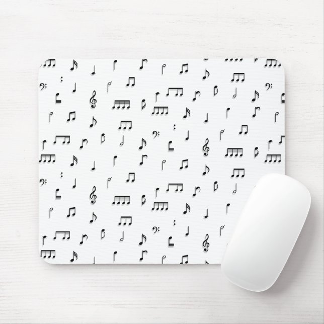 Tapis De Souris Motif de symboles Black & White Music Notes (Avec souris)