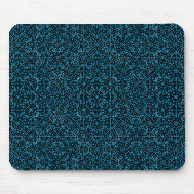 Tapis De Souris Motif de symétrie géométrique bleu clair noir (Devant)