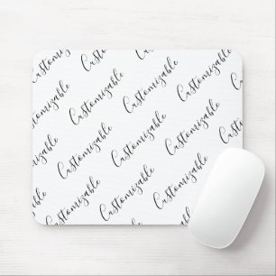 Tapis De Souris Motif de texte de script moderne modifiable   Noir