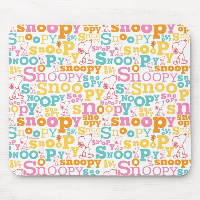 Tapis De Souris Motif de texte Snoopy Pastel (Devant)