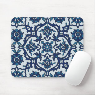 Tapis De Souris Motif de tuiles florales Azulejos bleu-portugais