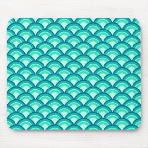 Tapis De Souris Motif de vague d'art déco - nuances de turquoise