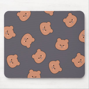 Tapis De Souris Motif de visage d'ours en peluche marron foncé ble