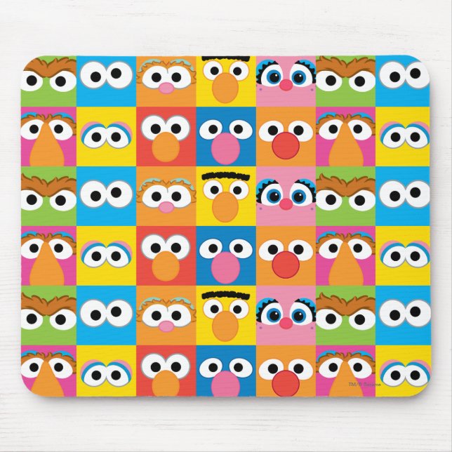 Tapis De Souris Motif de Yeux de Personnage de Rue Sésame (Devant)