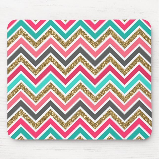 Tapis De Souris Motif de zigzag de parties scintillant de chevron  (Devant)